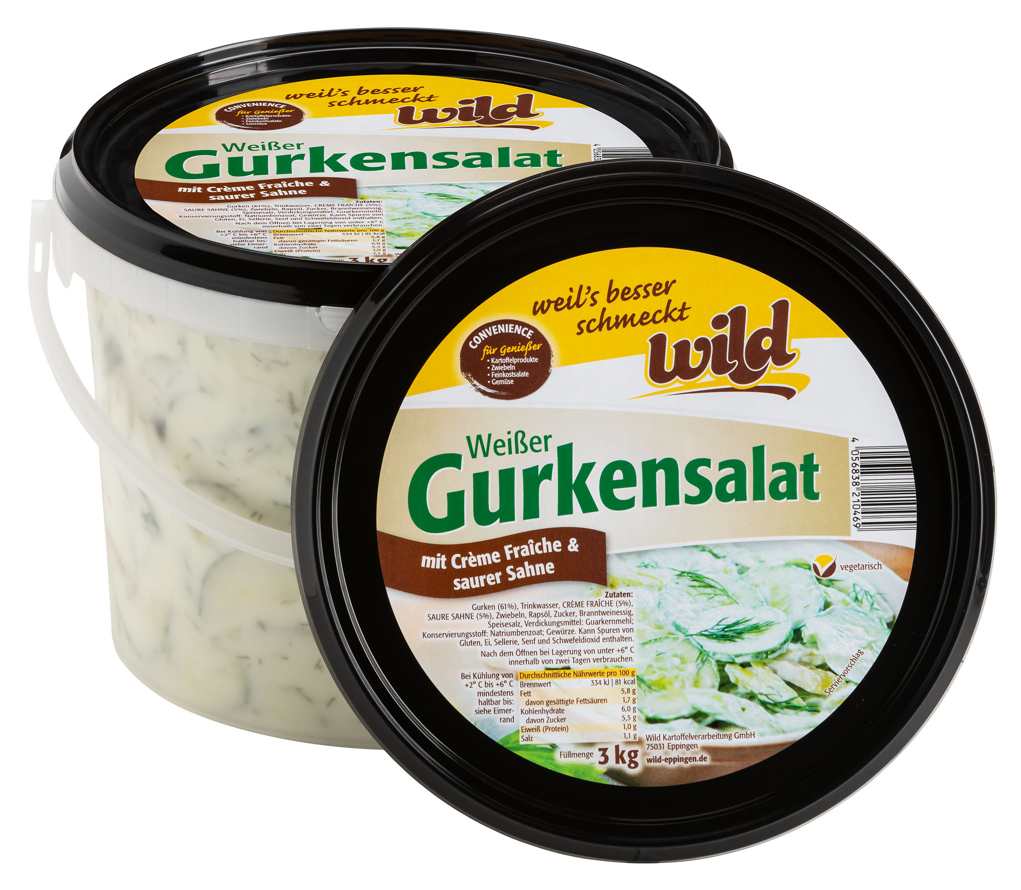 Feiner weißer Gurkensalat, 3 kg Eimer Feiner weißer Gurkensalat, 3 kg Eimer